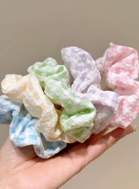 甜美格子大肠发圈小香风头绳