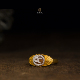 蚀花古珠戒指环子18K黄金镶嵌原创设计男女轻奢高级小众玛瑙饰品