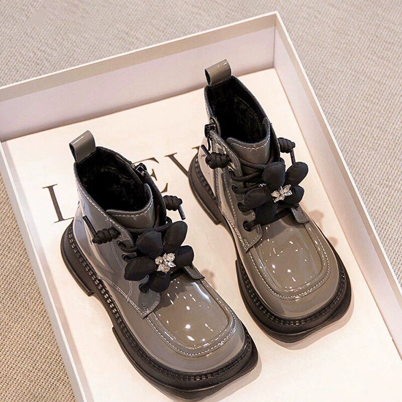 英国New Bility2023秋冬款新款儿童马丁靴女款二棉鞋加绒真皮靴子