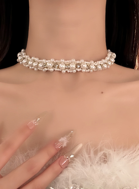 HEY TAO小香风复古珍珠choker优雅气质项链女款高级感锁骨链配饰