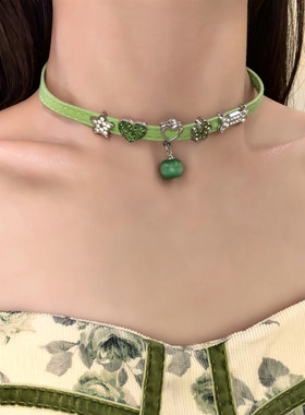 HEY TAO甜酷绿色多巴胺辣妹项圈choker亚文化项链女小众颈链配饰