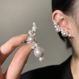 耳饰 复古珍珠耳骨夹女简约设计感无耳洞耳夹独特个性 HEY TAO法式