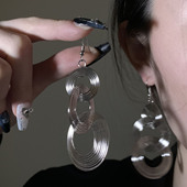 HEY TAO复古多层银色圆圈耳环女独特夸张大气耳钉高级感个性 耳饰