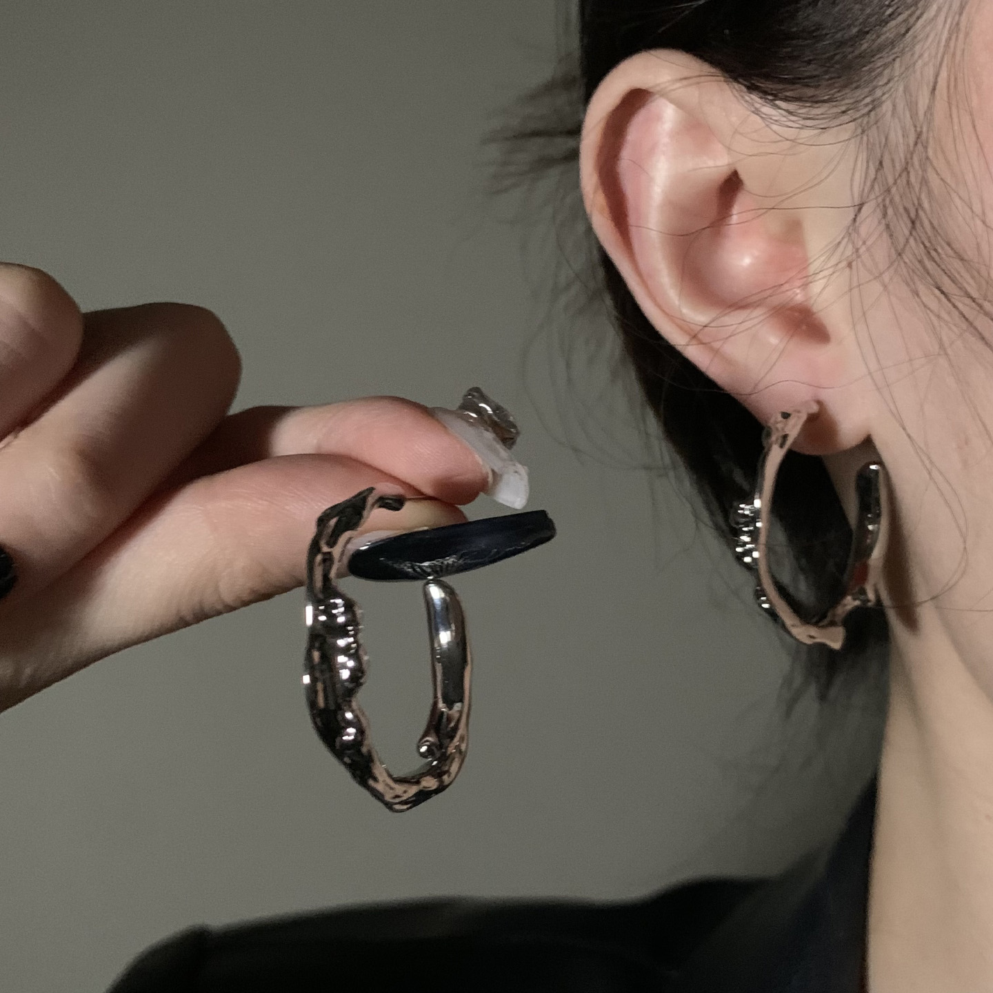 HEY TAO虞书欣同款不规则圈圈耳环女简约百搭素圈耳饰高级感耳圈