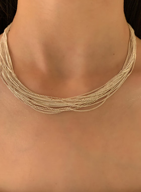 HEY TAO 星河粼粼 高级感多层银色颈链女项链2024新款配饰锁骨链