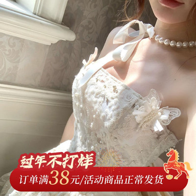 HEYTAO小香芭蕾风丝带珍珠项链