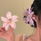 HEY TAO春夏海边度假风花朵发饰女超仙绝美刘海夹拍照氛围感发夹