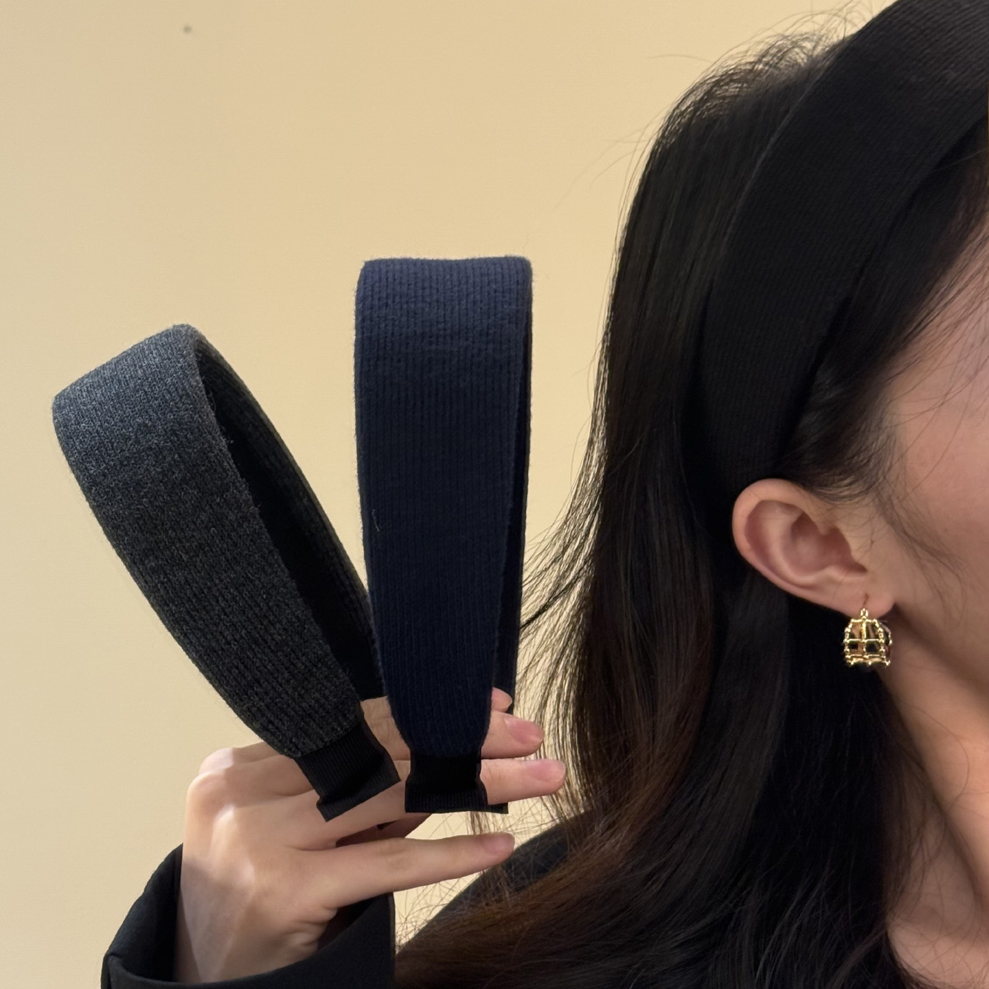 HEY TAO秋冬季百搭纯色针织发箍女高颅顶宽边头箍发饰显脸小发卡