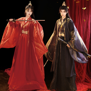 2026新款汉服沧溟魏晋复原黑金男女同款小立领年会仙侠风影视戏服