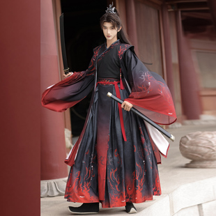 原创汉服【赤焰】武侠侠客刺绣黑红酷飒古装日常古风套装剧本杀