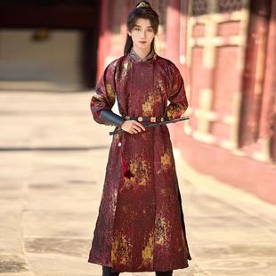 唐制汉服圆领袍复原款织金国风春秋冬男女款明制缺胯襕袍帅气侠客