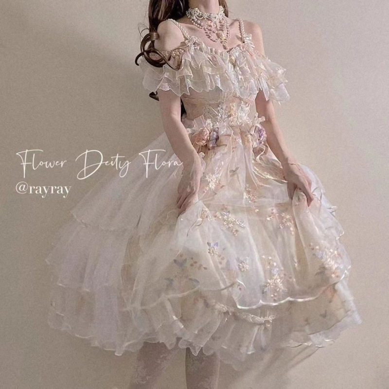花神芙洛拉lolita夏季刺绣吊带连衣裙礼服正品花嫁日常款