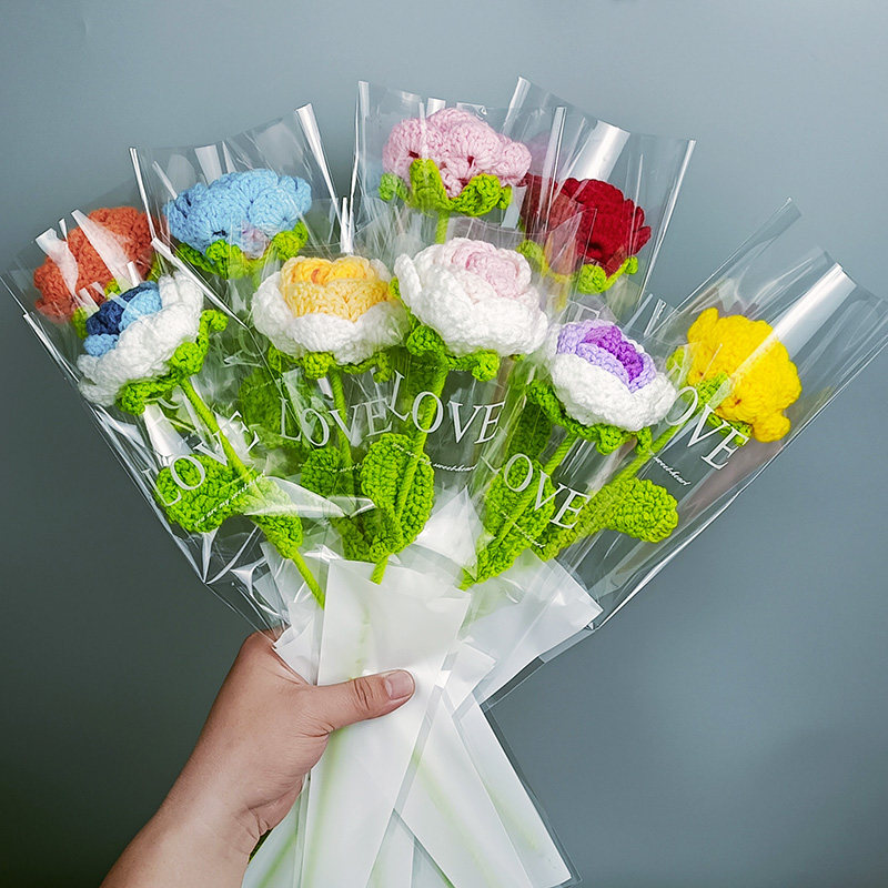 成品现货玫瑰花手工编织花图片