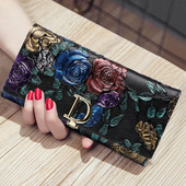 潮牌韩版 女士真皮长款 钱包大容量钱夹百搭休闲小手包多卡位皮夹