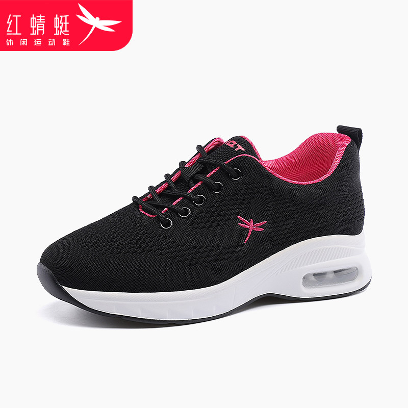 红蜻蜓春季新款款气垫缓震妈妈轻便软面软底休闲旅游网面运动女鞋