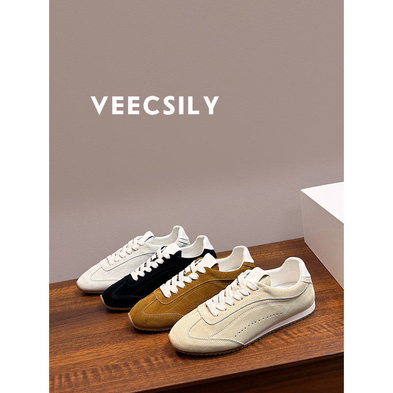 VEECSILY/经典款~学院风复古运动休闲鞋时尚真皮纯色阿甘鞋板鞋