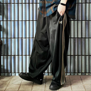 宽松百搭 straight 复古织带 休闲运动 老夫子 阔腿长裤 needles