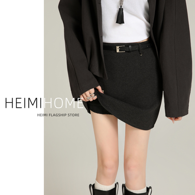 秋冬季加厚高腰毛呢短裙半身裙