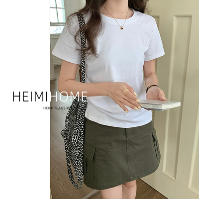 白色圆领短袖t恤女夏季