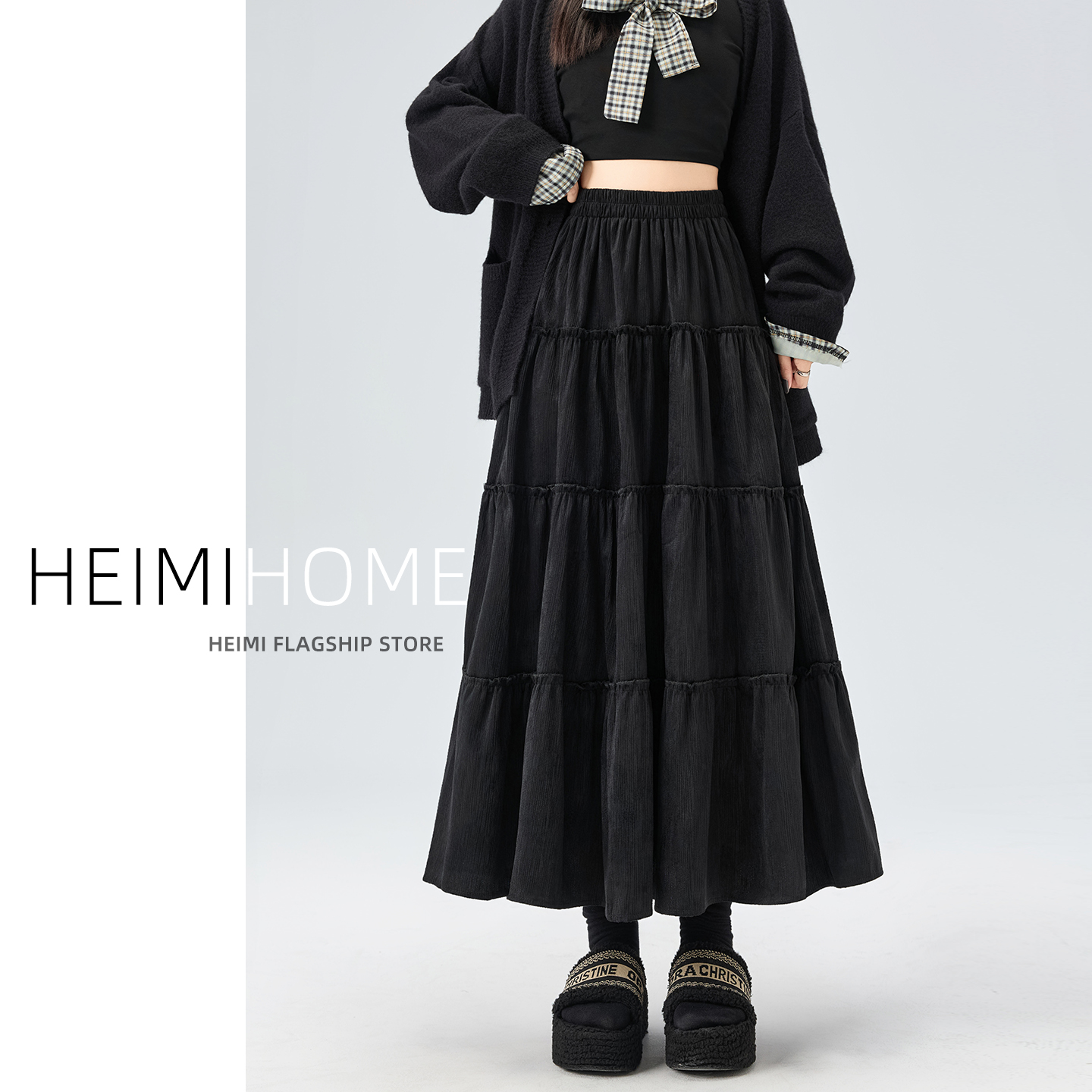 秋冬季高腰加厚灯芯绒蛋糕裙