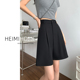 短裤 女夏薄款 高腰宽松冰丝阔腿中裤 黑色西装 小个子休闲a字5五分裤
