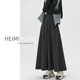 高级灰色半身长裙女秋冬季 中长款 气质a字伞裙大摆加厚毛呢百褶裙