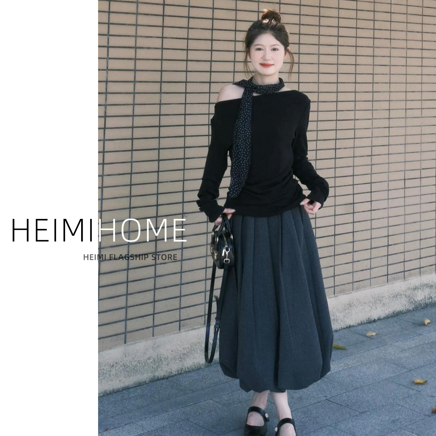 灰色毛呢花苞裙女春秋冬高级感百褶半身裙气质高腰A字长款蓬蓬裙