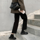 裤 宽松显瘦高级九分西装 潮 子女春夏秋冬高腰垂感阔腿裤 黑色直筒裤