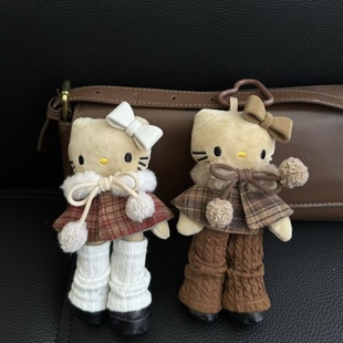 kitty猫毛绒公仔包包挂件披肩堆堆袜miu风黑皮长腿贵妇秋冬氛围感