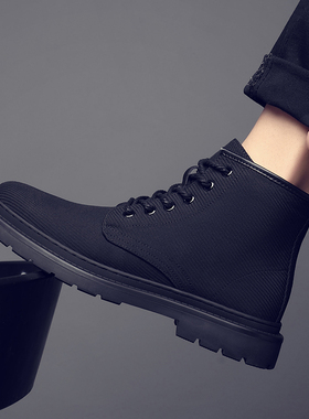 马丁靴男士透气高帮鞋大码短靴子男英伦风潮流加绒保暖中帮工装鞋