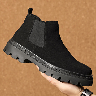 2025秋冬新款男士马丁靴真皮低帮反绒皮靴子厚底切尔西短靴子男款