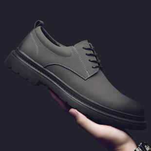 2025秋冬新款马丁靴男士英伦风中帮皮鞋男鞋真皮休闲加绒男款短靴