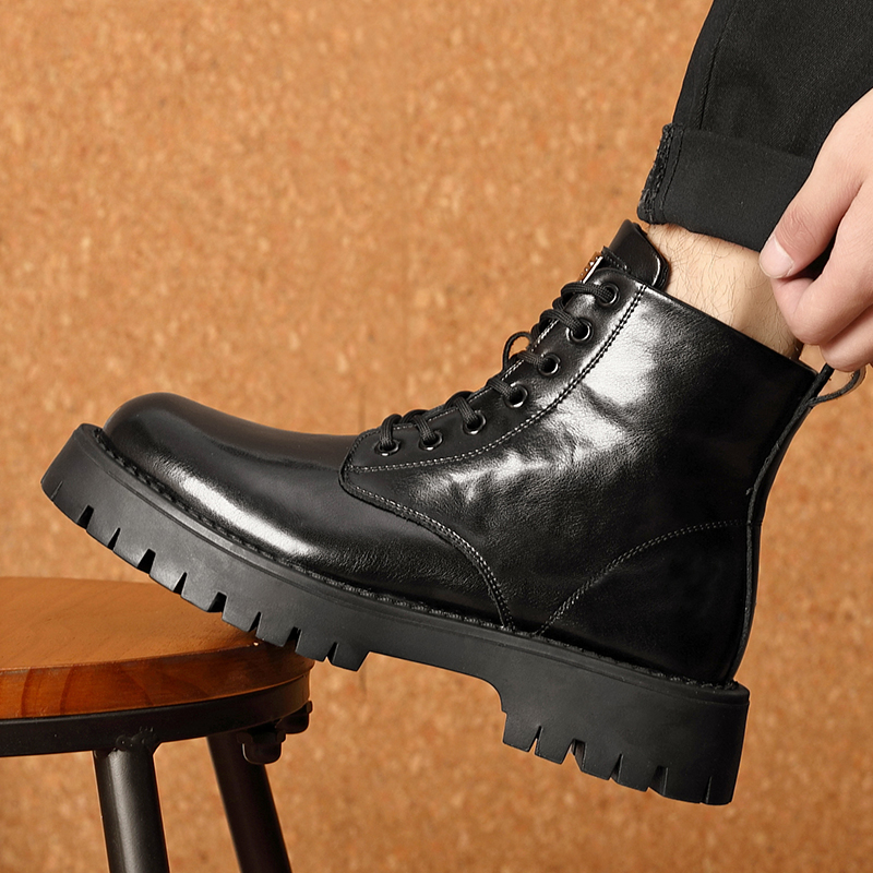 马丁靴男秋冬季真皮工装靴子