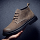 复古美式 男 休闲皮鞋 沙漠靴秋季 马丁靴加绒透气真皮棕色短靴子男士