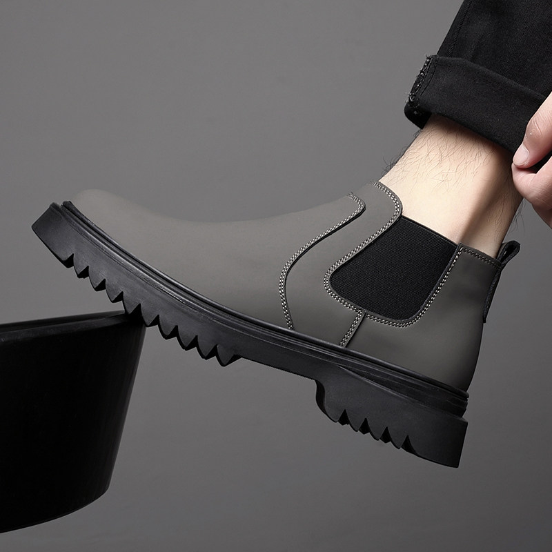 马丁靴男2025新款冬季男鞋时尚潮流男士加绒真皮短靴子休闲皮鞋男