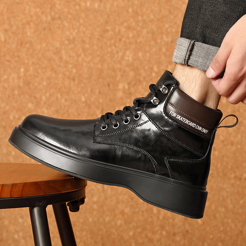 2025冬季新款加绒真皮马丁靴