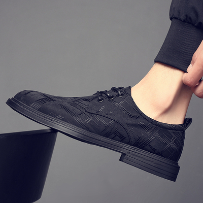 帆布鞋男2025年新款春夏透气轻便商务工作黑色正品布鞋男款休闲鞋