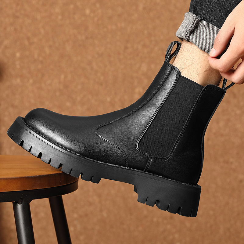 秋冬季新款真皮马丁靴男厚底加棉