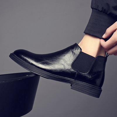 棉鞋加绒真皮黑色冬季保暖英伦风