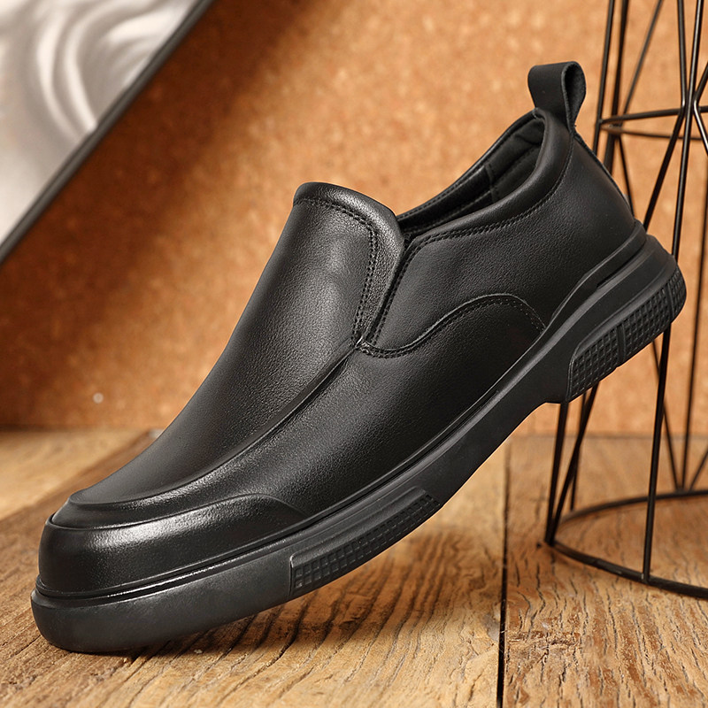 真皮男鞋简约套脚头层牛皮百搭透气软底加绒英伦休闲男士保暖皮鞋,流行男鞋,休闲皮鞋,淘宝优惠券,粉丝福利购,淘宝优惠卷
