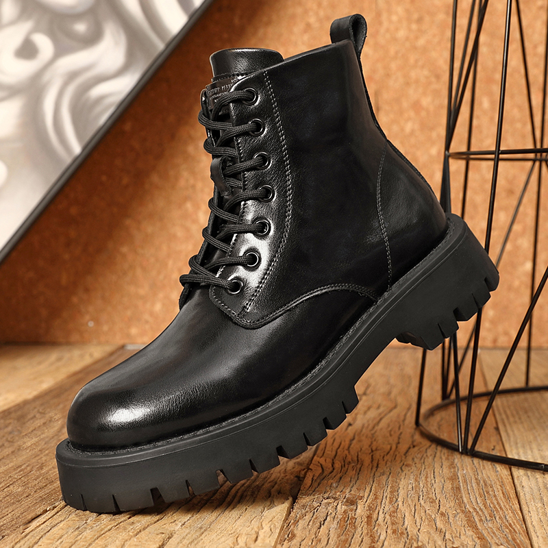 马丁靴男秋冬季真皮工装靴子
