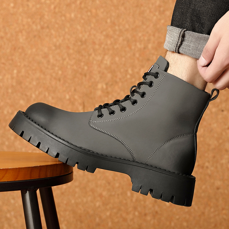 男士英伦风高帮休闲皮鞋