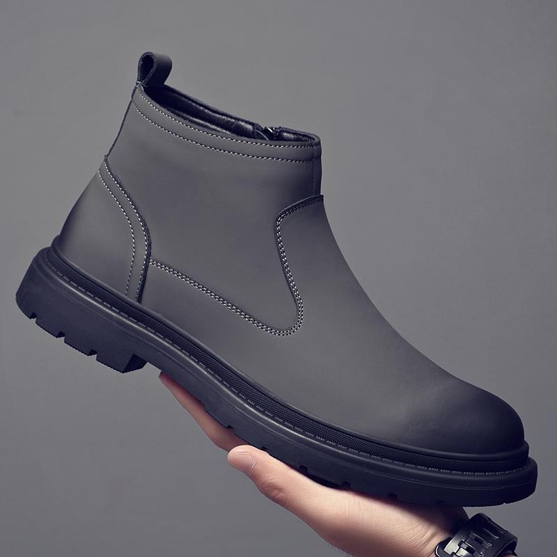 加绒保暖商务尖头切尔西靴