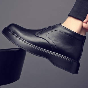 2025新款马丁靴男士休闲皮鞋男款秋冬季高帮男鞋透气英伦真皮靴子