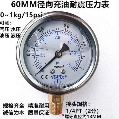 60MM直立式耐震压力表