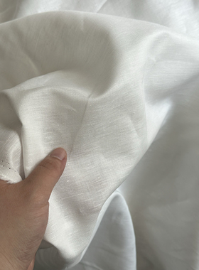 一米 白色 微透 横纹 麻布3167 面料（宽1.45米左右）