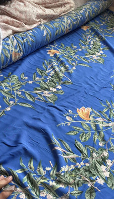 一米 宝蓝瓜花 棉绸人棉布料 0656面料（宽1.45米左右）