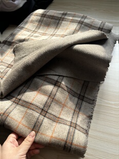 双面双色 大格子 羊毛绒布料 面料 2米 宽1.45米左右 咖色