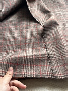 宽1.45米左右 面料 单面毛纺布料 红线格