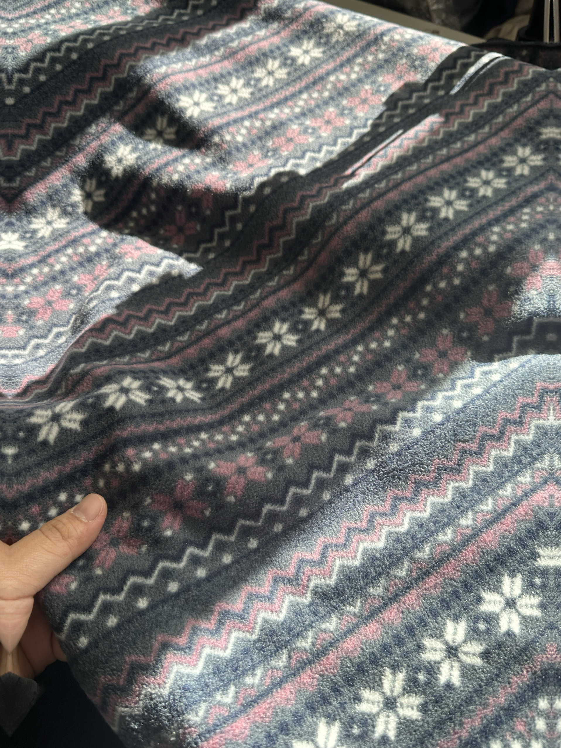 一米 粉紫色 雪花款 单面绒布料 自发热面料（宽1.45米左右）